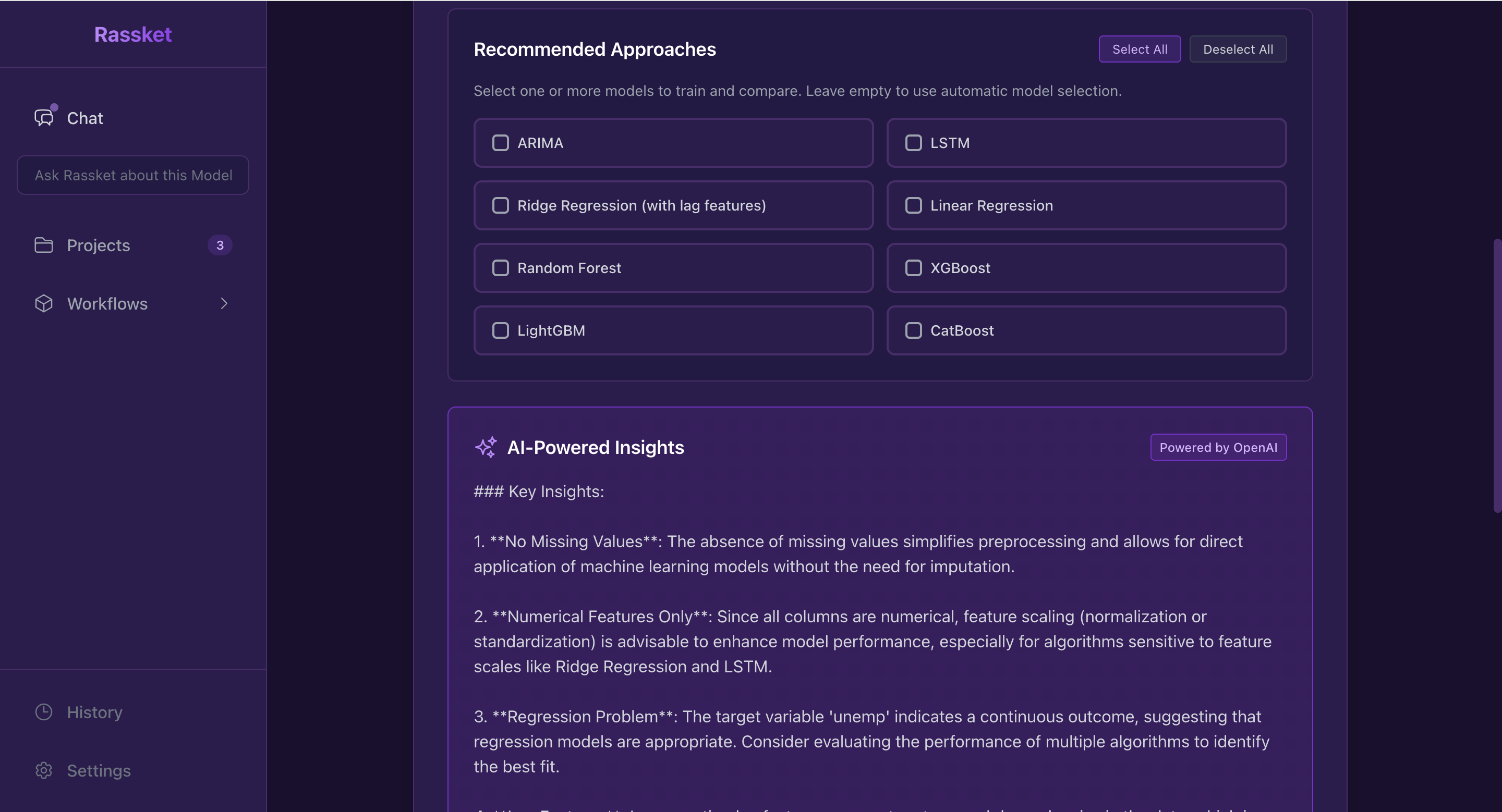 Domain selection interface